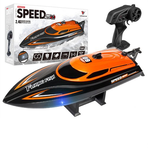 HXJRC HJ812 2.4G 4CH RC Boat High Speed LED Light Speedboat Waterproof 25km/h Electric Racing Vehicles Models Lakes Pools Remote Control Toys COD