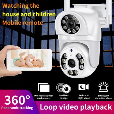 4MP UHD PTZ IP Dome EU Camera Dual Lens Double Screen AI Humanoid Detection Full Color CCTV Intercom APP Remote Home Surveillance Security Cameras COD